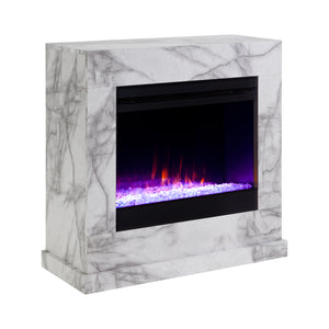 Faux marble fireplace mantel w/ color changing firebox Image 5