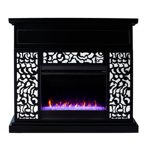 Image of Modern electric fireplace w/ mirror accents Image 4