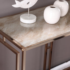 Long sofa table with faux marble top Image 3