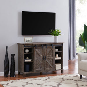 Multifunctional media stand with sliding barn doors Image 1