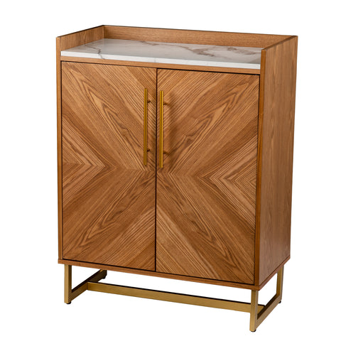 Image of Multifunctional bar cabinet w/ faux marble top Image 5