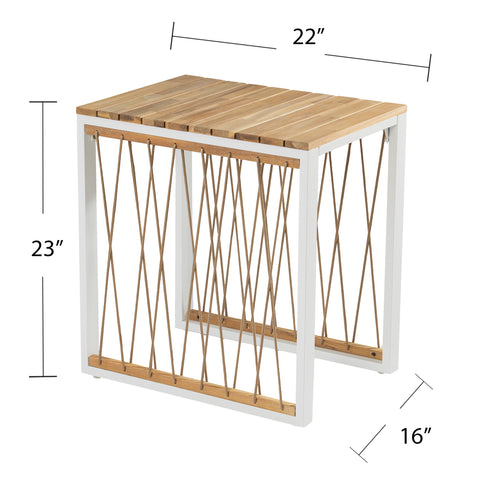 Image of Pair of slatted outdoor end tables Image 8