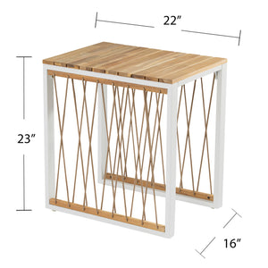 Pair of slatted outdoor end tables Image 8