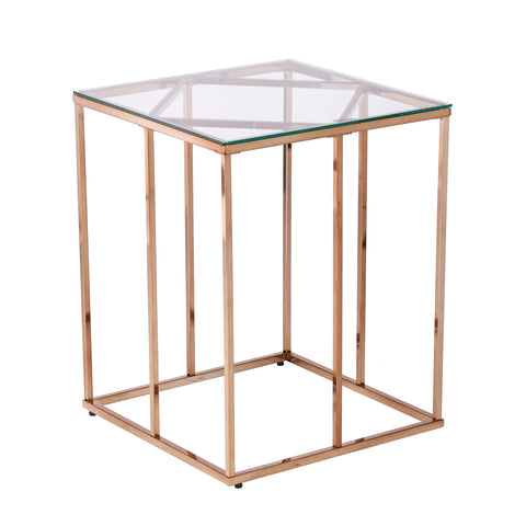 Image of Nicholance Contemporary End Table w/ Glass Top