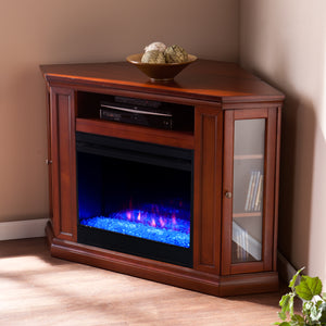 Corner convertible media fireplace w/ color changing flames Image 3