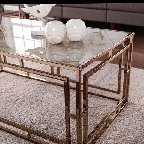 Image of Rectangular coffee table with faux marble top Image 2