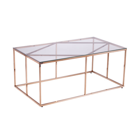 Image of Nicholance Contemporary Glass-Top Cocktail Table