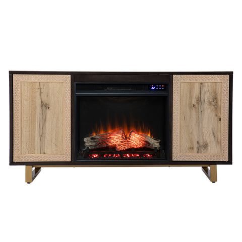 Image of Modern electric fireplace w/ media storage Image 2