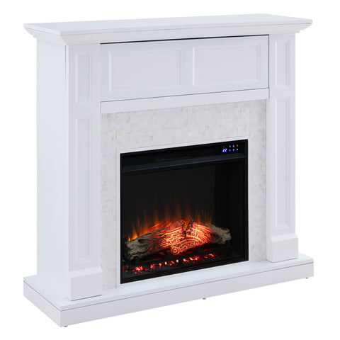 Image of Nobleman Touch Screen Electric Media Fireplace w/ Tile Surround