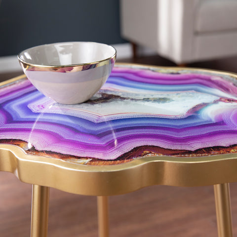 Image of Purple faux agate accent table Image 2