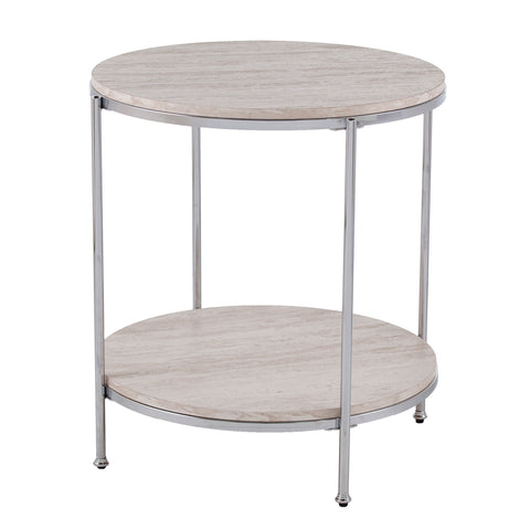 Image of Silas Round Faux Stone End Table