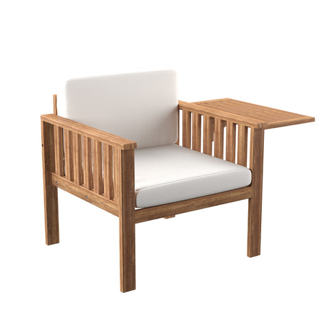Image of Outdoor cushioned chair w/ fold-out tray table Image 6