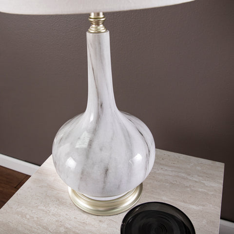 Image of Faux marble table lamp w/ shade Image 2