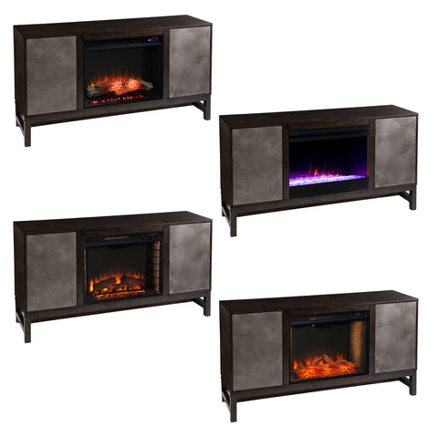 Image of Fireplace media console w/ textured doors Image 10