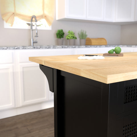 Image of Stationary kitchen island w/ drop-leaf countertop Image 5