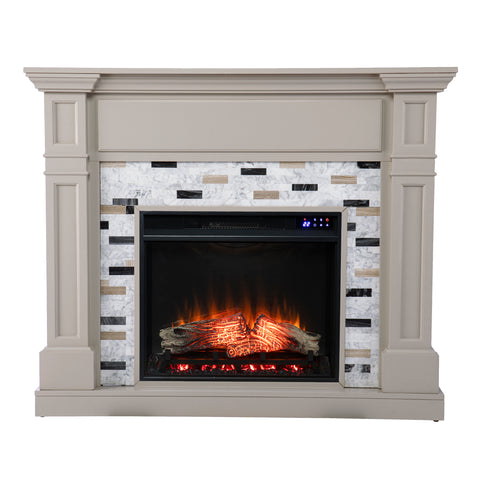 Image of Classic electric fireplace with multicolor marble surround Image 3