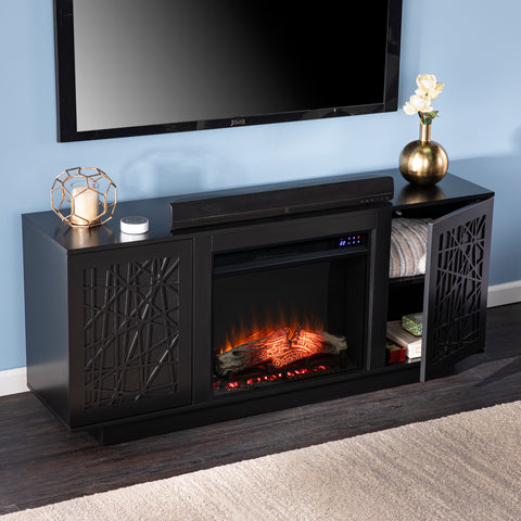 Image of Low-profile media cabinet w/ electric fireplace Image 2