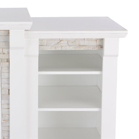 Low profile bookcase fireplace w/ faux stone surround Image 10