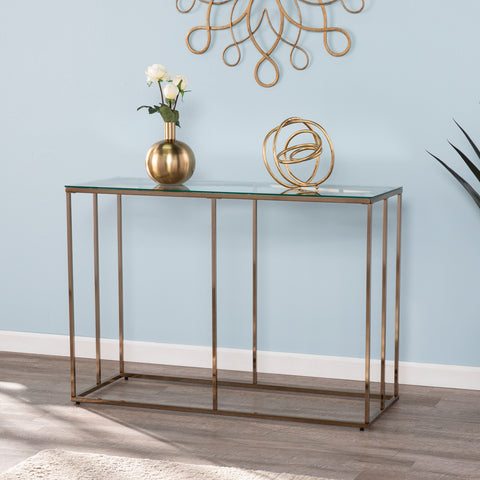 Image of Modern console table w/ glass top Image 1