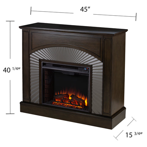 Image of Two-tone electric fireplace w/ textured silver surround Image 7