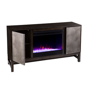 Fireplace media console w/ textured doors Image 9