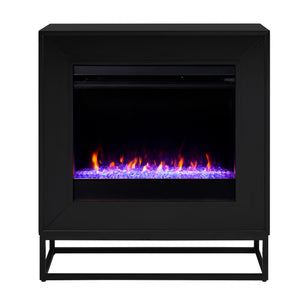 Sleek, modern fireplace mantel w/ contemporary, acrylic filled firebox Image 4