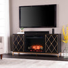 Electric media fireplace w/ modern gold accents Image 1