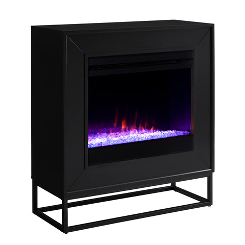 Image of Sleek, modern fireplace mantel w/ contemporary, acrylic filled firebox Image 5