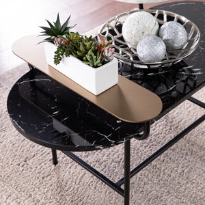 Oval coffee table with display storage Image 3