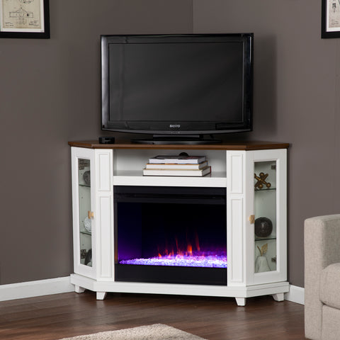 Image of Two-tone color changing fireplace w/ media storage Image 3