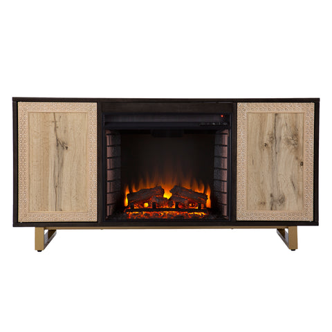 Image of Modern electric fireplace w/ storage Image 2