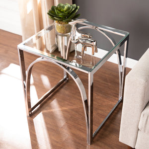 Square side table w/ glass top Image 2