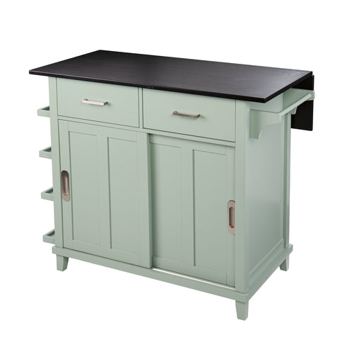 Image of Stationary kitchen island w/ drop-leaf countertop Image 3