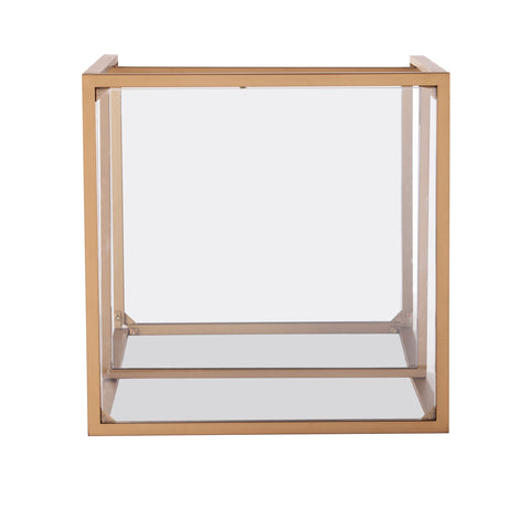 Image of Square glass and mirror side table w/ open shelf Image 6