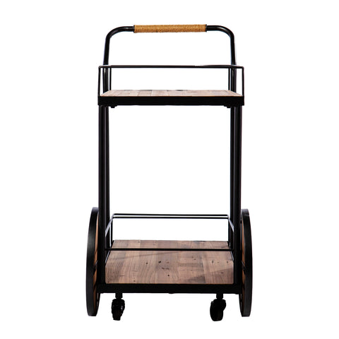 Image of Reclaimed wood bar cart w/ wheels Image 5