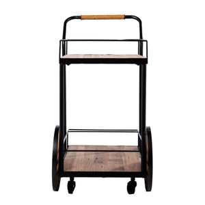 Reclaimed wood bar cart w/ wheels Image 5