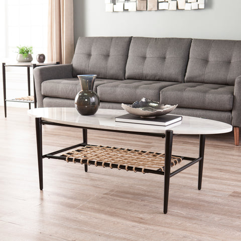Image of Elongated oval coffee table Image 1