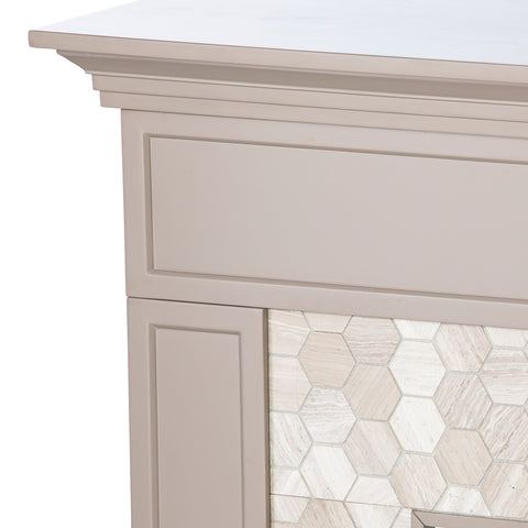 Image of Fireplace mantel w/ authentic marble surround in eye-catching hexagon layout Image 8