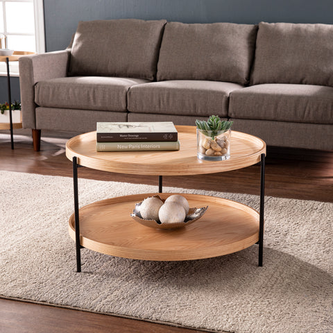 Image of Round coffee table w/ storage Image 1