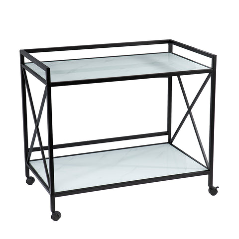Image of Faux marble bar cart w/ wheels Image 5