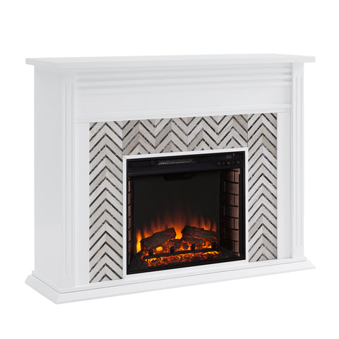 Image of Fireplace mantel w/ authentic marble surround Image 4
