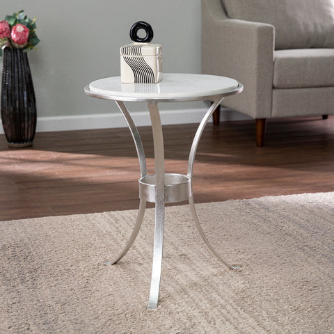 Image of Marble-top side table Image 1