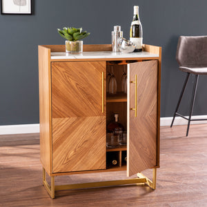 Multifunctional bar cabinet w/ faux marble top Image 3
