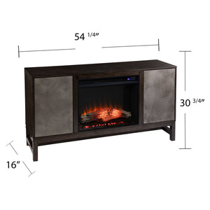 Fireplace media console w/ textured doors Image 9