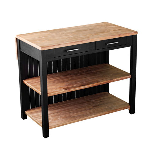 Image of Solid wood kitchen island w/ drop-leaf countertop Image 5