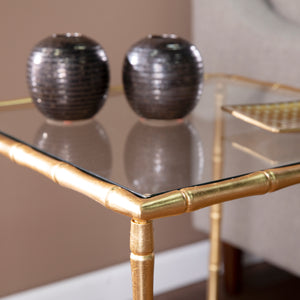 Square side table w/ glass storage Image 2