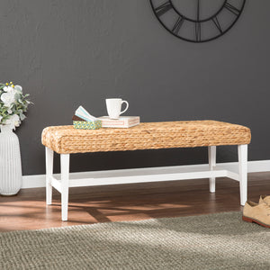 Standerson White Woven Coffee Table Bench