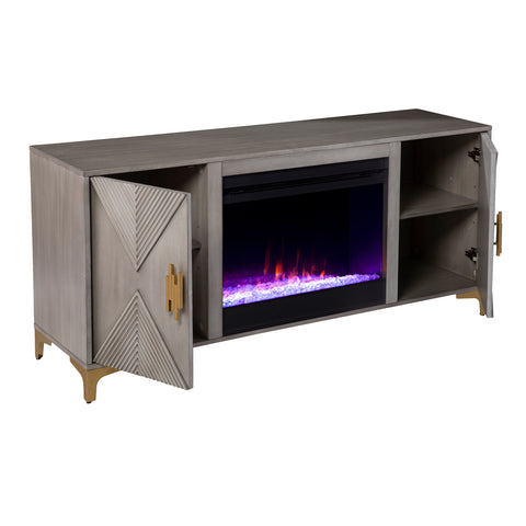 Image of Color changing fireplace console w/ storage Image 7