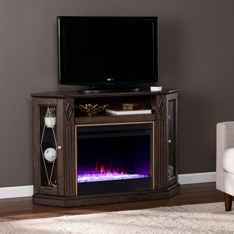 Image of Electric media fireplace w/ color changing flames Image 1