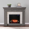 Classic electric fireplace w/ stacked faux stone surround Image 1